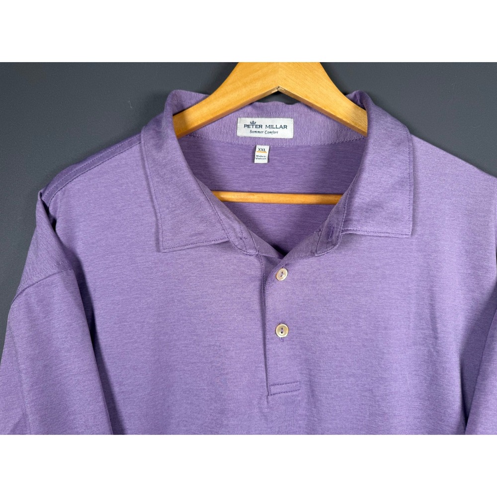 Peter Millar Summer Comfort Mens XXL Purple Heather Stretch Golf Polo Shirt